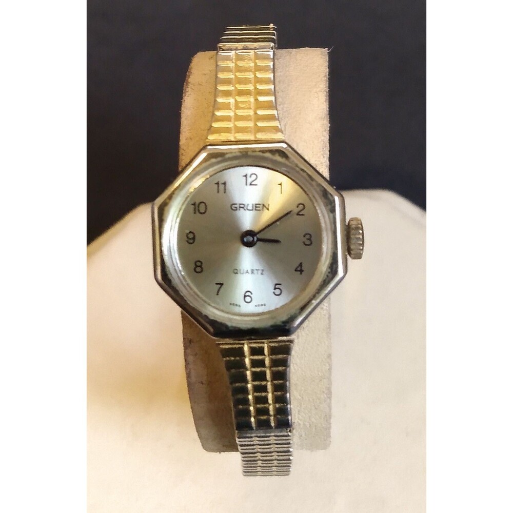 GRUEN Vintage Women's Watch. Small Octagon-Shaped Face with Gold Tone- RUNS